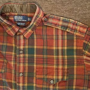 Ralph Lauren Polo military brick and Green Button Down long sleeve Shirt large
